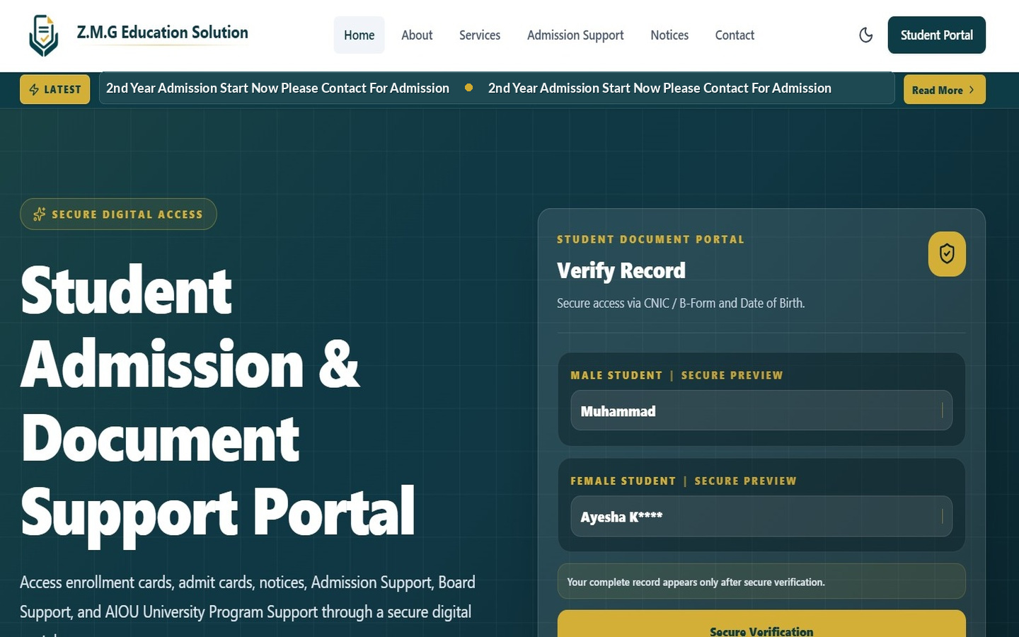 Z.M.G Education Solution Dashboard